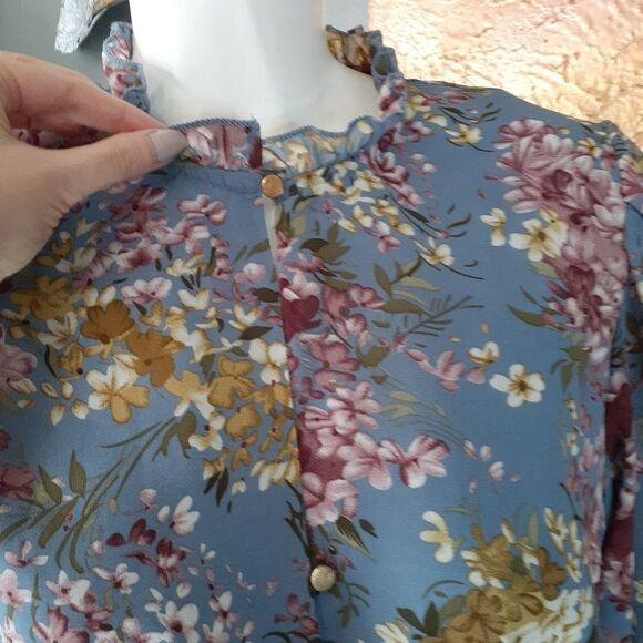 Chicwish Floral Mini Dress - Blue and Pink - Picture 8 of 13